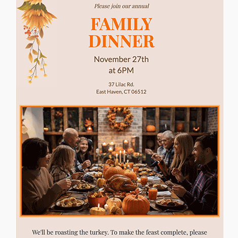 Thanksgiving Dinner Family Photo Invite 2